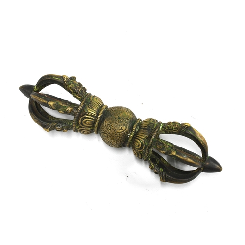 358 - Tibetan brass vajra, 24cm.