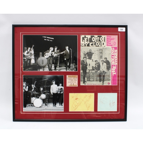 389 - Rolling Stones autographs, comprising a set of 1960's  autographs in red ballpoint pen on two autogr... 