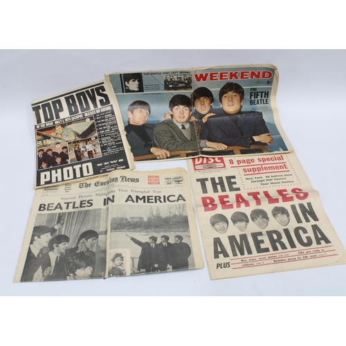 390 - THE BEATLES , a group of 1960's music paper articles and a copy of top Boys featuring The Rolling St... 