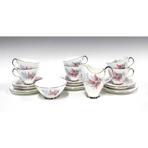 62 - Royal Albert Fancy Free pattern bone china teaset, six place setting (20)