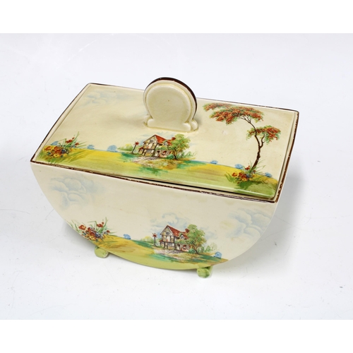 71 - Royal Stafford Biarritz pottery box and cover, printed backstamp & Reg No.784849, 20 x 13cm.