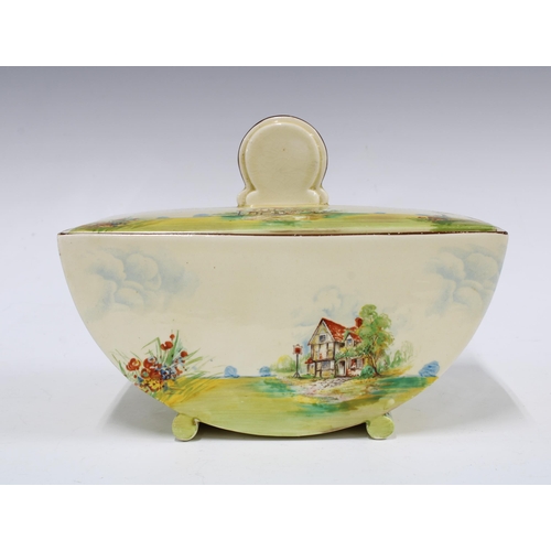 71 - Royal Stafford Biarritz pottery box and cover, printed backstamp & Reg No.784849, 20 x 13cm.