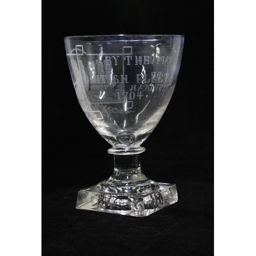 77 - Naval Commemorative glass rummer, with engraved motto 'Capture of Gibraltar by the British fleet, 17... 