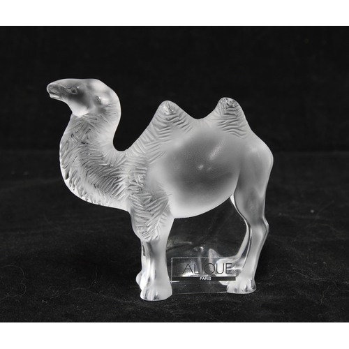 78 - Lalique frosted glass model of a Camel, signed, with box, 9 x 8cm.