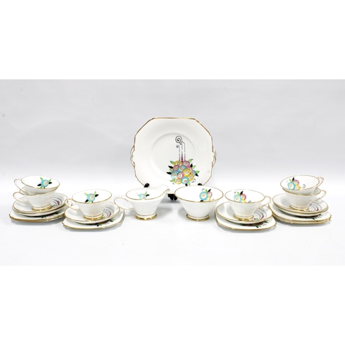 85 - Jackson & Gosling Art Deco teaset from the Gay Range, six place setting (21) (one side plate a/f)