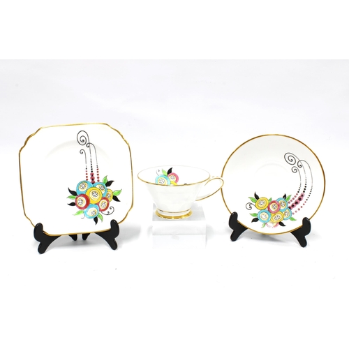 85 - Jackson & Gosling Art Deco teaset from the Gay Range, six place setting (21) (one side plate a/f)