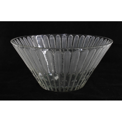 87 - Lalique feather frosted glass bowl, signed Lalique, France, 26 x 12cm.