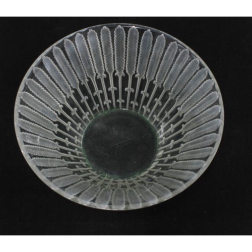 87 - Lalique feather frosted glass bowl, signed Lalique, France, 26 x 12cm.