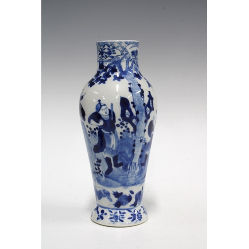 96 - Chinese Hongxian blue and white baluster vase, 1916 four character mark the base, 9 x 21cm.