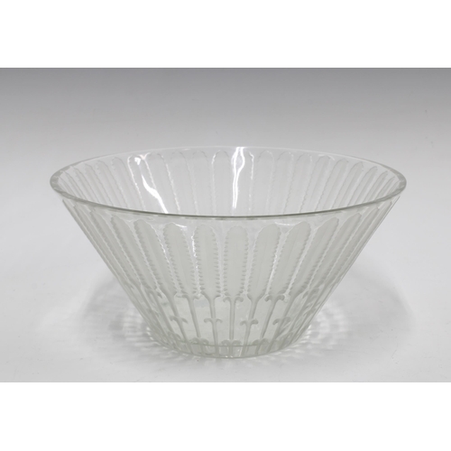 87 - Lalique feather frosted glass bowl, signed Lalique, France, 26 x 12cm.