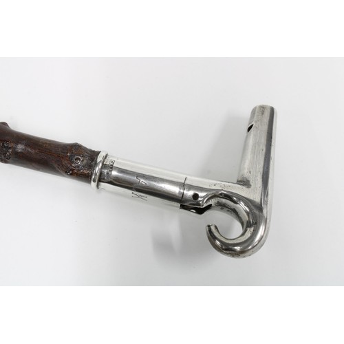 55G - Victorian silver mounted whistle cane by Callow, London 1889, 103cm long