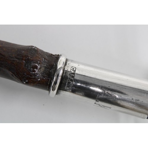 55G - Victorian silver mounted whistle cane by Callow, London 1889, 103cm long