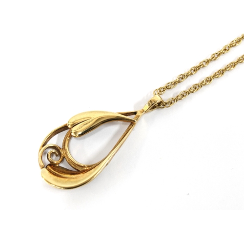 1 - Ola M Gorie, 9ct gold pendant necklace, Edinburgh 1993, with original box