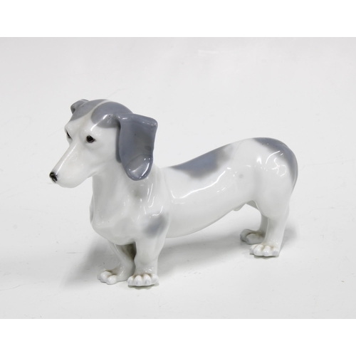 102 - Royal Copenhagen style porcelain figure of a Dachshund, 8cm high