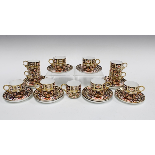 116 - Royal Crown Derby Imari porcelain set of 11 coffee cups and twelve saucers, pattern 2451,  (23)