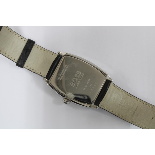 13 - HUGO BOSS, a Gents stainless steel cased wristwatch,  leather strap, with presentation box, etc