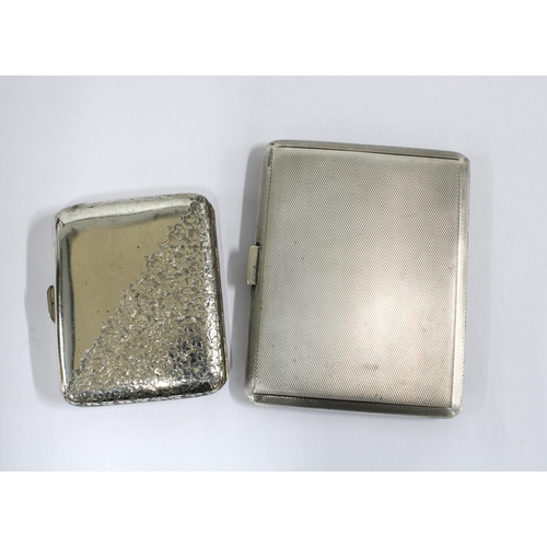 20 - Silver cigarette case with engine turned pattern, Birmingham 1953 together with a smaller silver cig... 