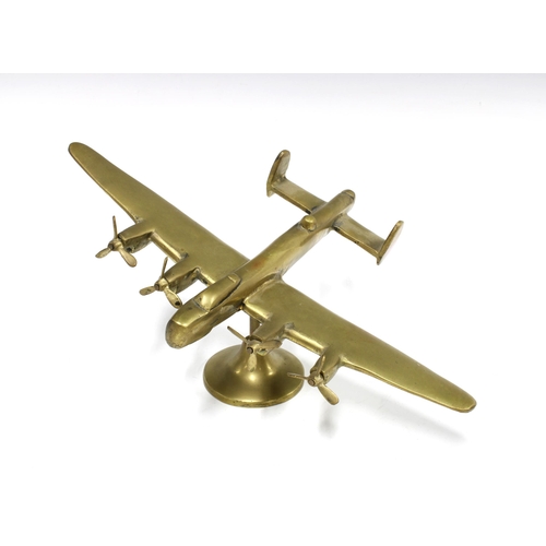 384 - Brass Lancaster model plane 15 x 35cm