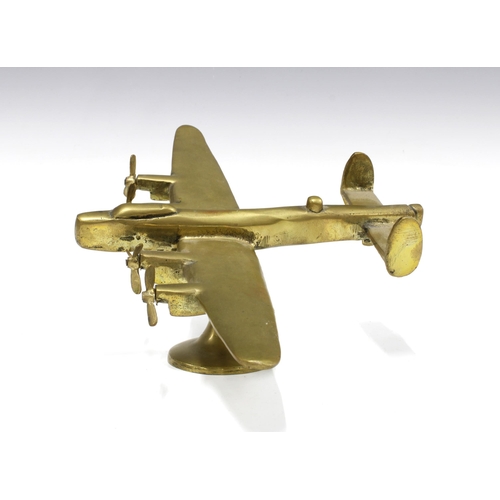 384 - Brass Lancaster model plane 15 x 35cm