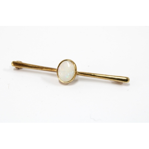 4 - 9ct gold opal bar brooch by Payton, Pepper & Sons Ltd, 5.5cm