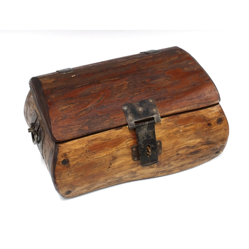 401 - Pine box with metal fittings, 18 x 33cm