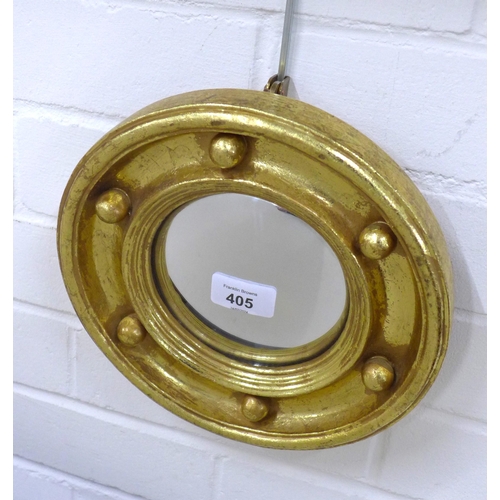 405 - Small wall mirror in a circular gilt ball frame,  24cm diameter