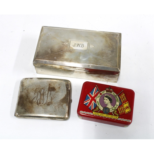 41 - George V silver cigarette box, Birmingham 1934, (a/f) together with a silver cigarette case, London ... 