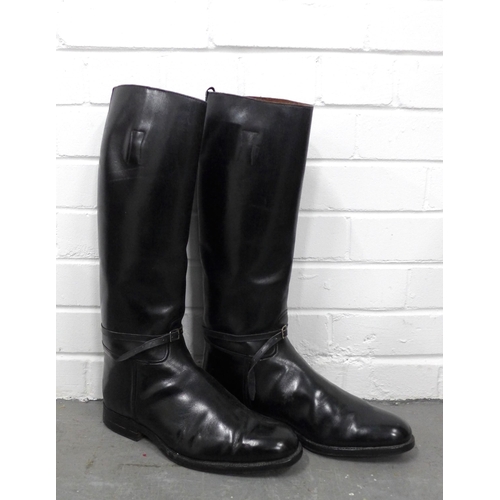 415 - Pair of Gents black leather riding boots, 46cm, marked size 10