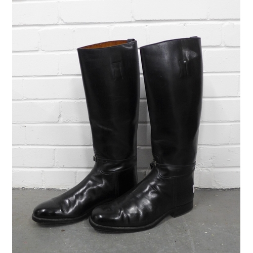 415 - Pair of Gents black leather riding boots, 46cm, marked size 10