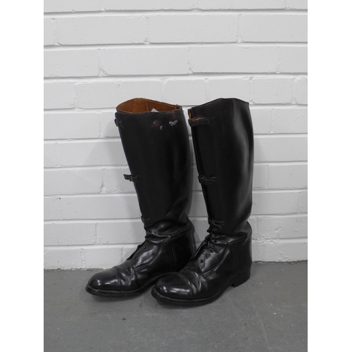 417 - Pair of black leather riding boots, 48cm