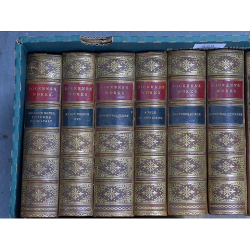 426 - Dickens's Works, a  collection of leather bound novels, 20 x 15cm (15)