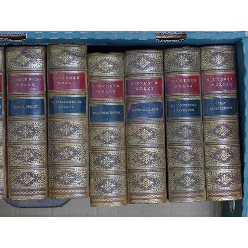 426 - Dickens's Works, a  collection of leather bound novels, 20 x 15cm (15)