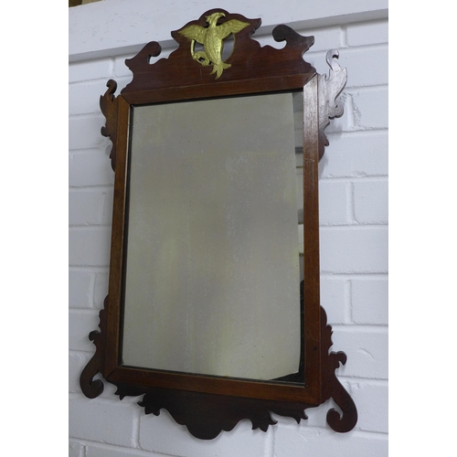 429 - Two Georgian style fretwork mirrors with an eagle motif, larger 50 x 92cm, smaller 46 x 72cm (2)