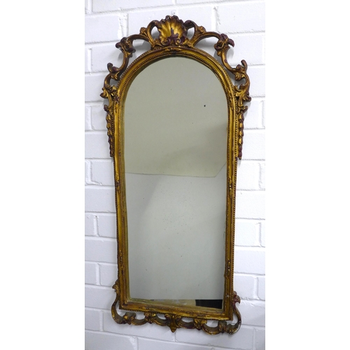 431 - Rococo style faux giltwood mirror, a/f, 38 x 81cm