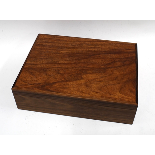 443 - Modern walnut cutlery box, green felt lined, 33 x 25cm