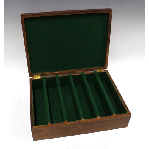 443 - Modern walnut cutlery box, green felt lined, 33 x 25cm