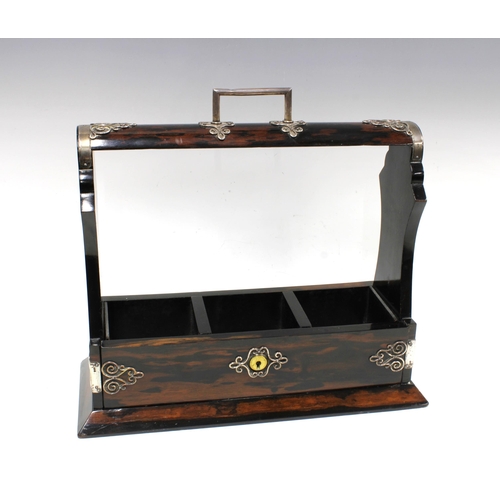 52 - Victorian rosewood and silver mounted tantalus, Chapman, Son & Co, London 1890, 36 x 33cm