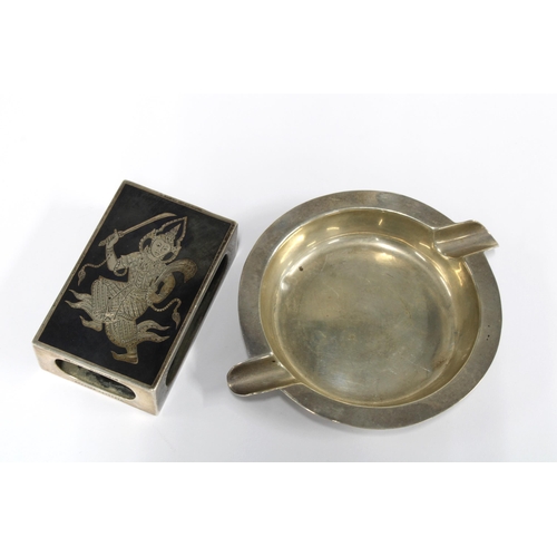 58 - Margrett of Bangkok, Siam sterling silver matchbox cover and a Birmingham silver ashtray (2)