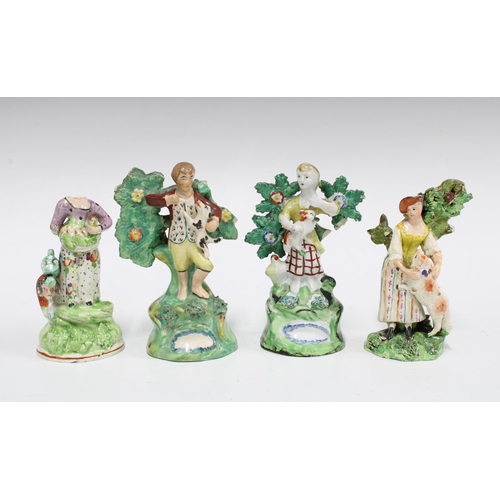 74 - A group of four early 19th century Walton and Staffordshire figures, (all a/f) tallest 13cm (4)