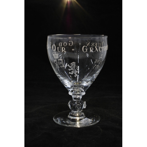 84 - Royal Brierley QEII Coronation glass goblet, 14.5cm