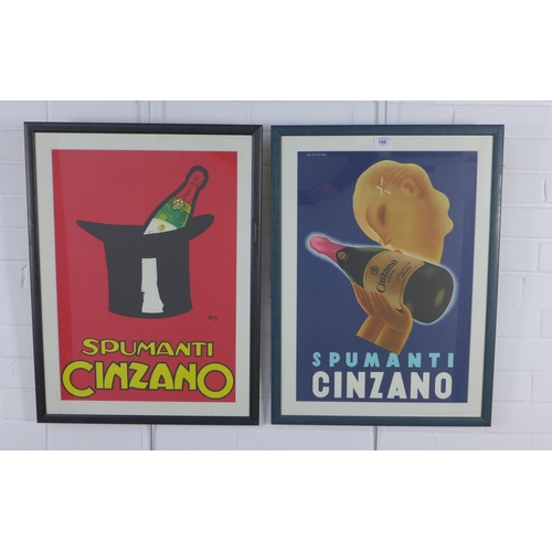 446 - Set of two reproduction Cinzano posters, framed under glass, size overall including frames 48 x 70cm... 