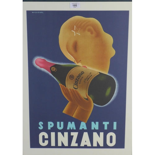 446 - Set of two reproduction Cinzano posters, framed under glass, size overall including frames 48 x 70cm... 