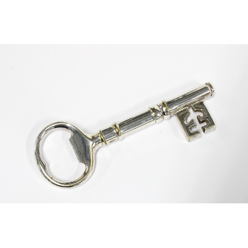 3 - Novelty silver plated corkscrew & bottle opener in the form of an oversized key, 14cm long