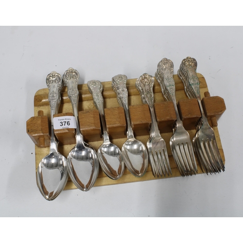 376 - Silver plate part suite of Queens pattern cutlery.