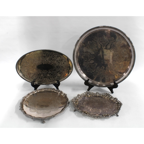 377 - Collection of EPNS and silver plated trays and salvers, 42cm. (4)