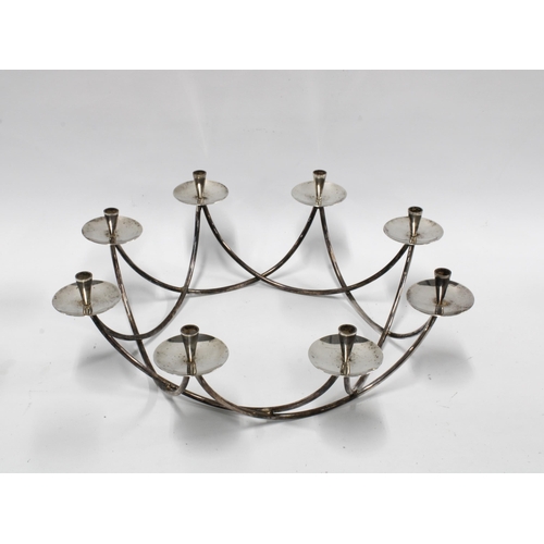 379 - E. Dragsted of Denmark silver plated candelabra, Modernist design, 39cm.