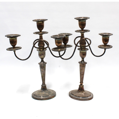 390 - Pair of silver plate on copper candelabra, 37 x 44cm. (2)