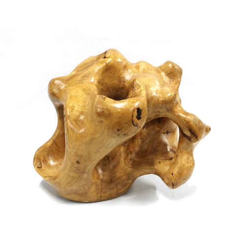 393 - Solid piece of polished burr wood, 46 x 38cm.