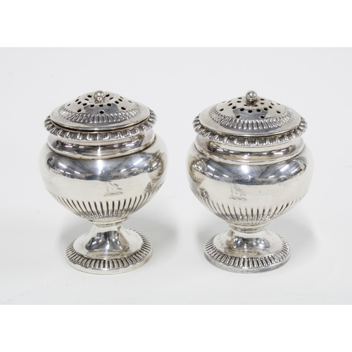 66 - A pair of George III  silver bun casters, London 1798, 8cm (2)