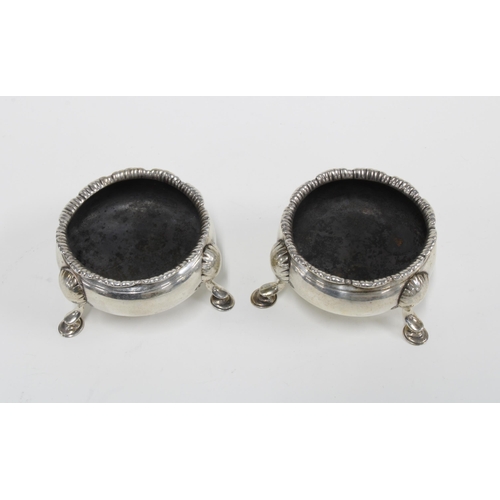 67 - A pair of George III silver cauldron salts, London 1765, 7cm diameter, (2)